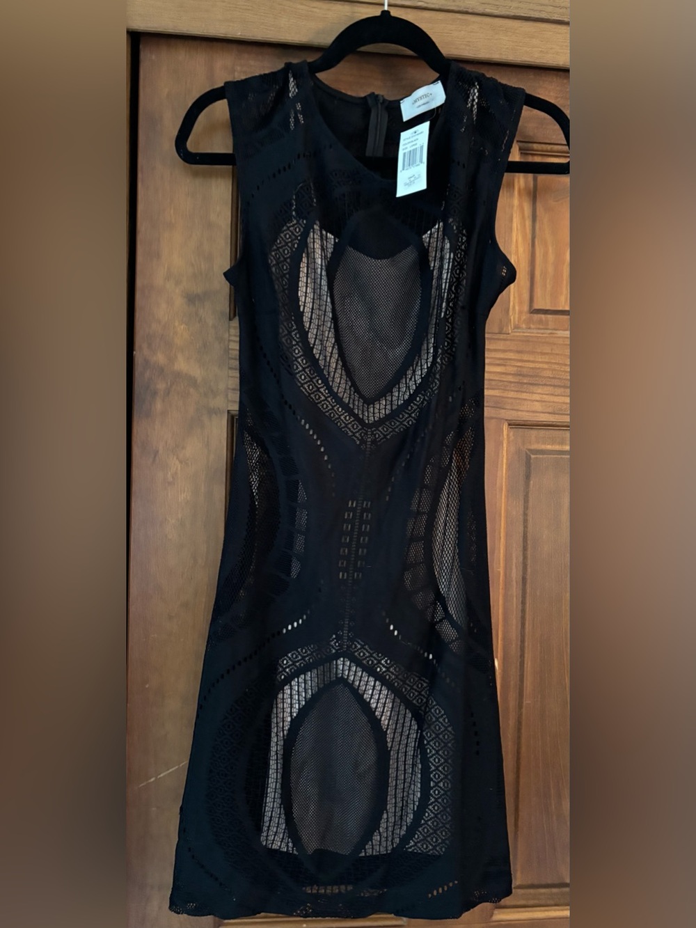 Mystic Black Sleeveless Mesh Mini Dress